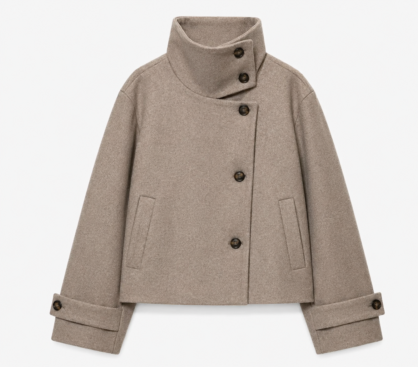 Élodie Funnel Coat – Taupe