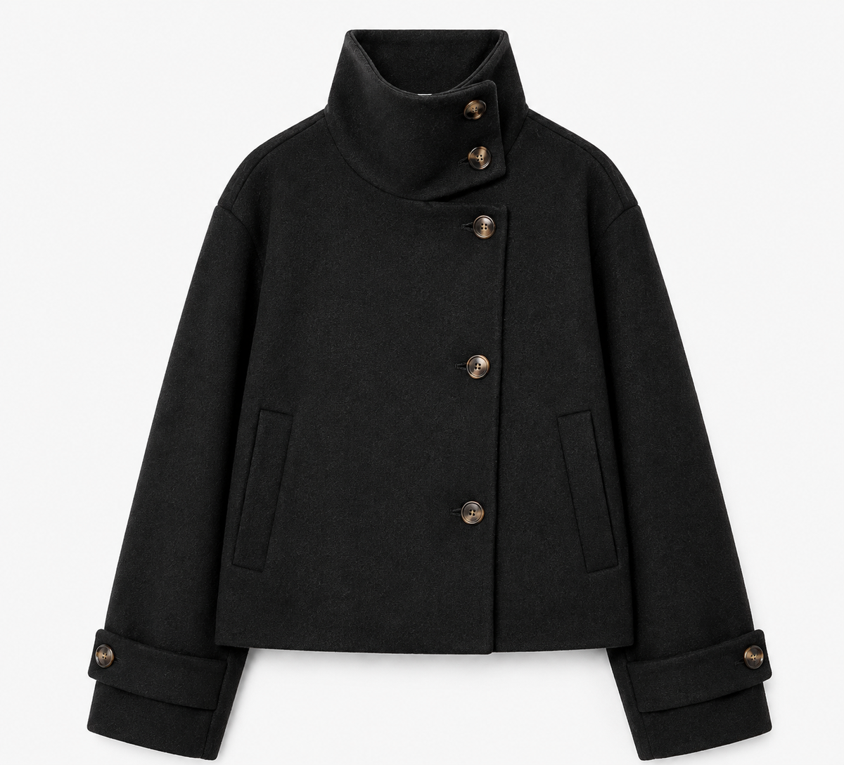 Élodie Funnel Coat – Black