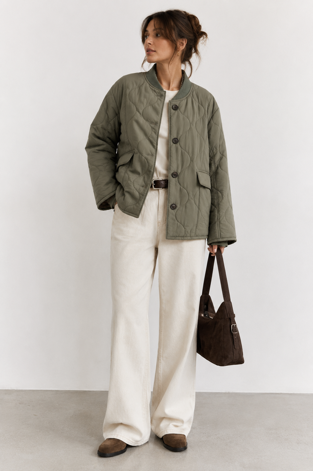 Mila Quilted Jacket – Army Green