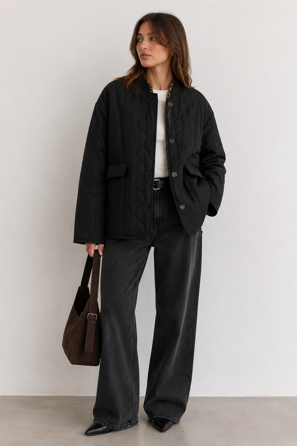 Mila Quilted Jacket – Black